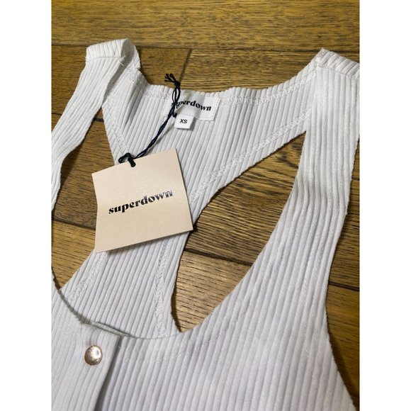 AS-IS Superdown Toni Snap Front White Crop Tank Top Women's Size XS - Picture 5 of 6